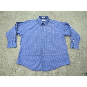 Vintage Murano for Dillard's Button Up‎ Shirt Mens 17.5 Blue Made in Taiwan
